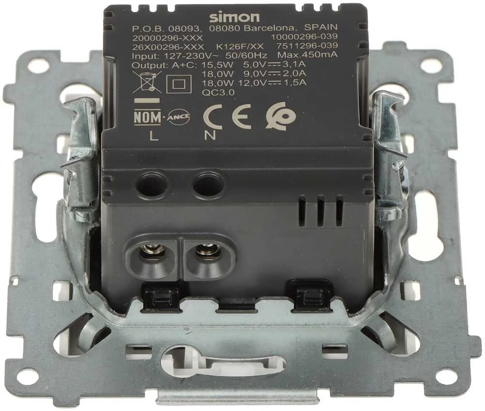 Kontakt Simon MAITINIMO LIZDAS DEC2CA.01/11-SIMON54 Premium USB 5 V DC / 3.1 A