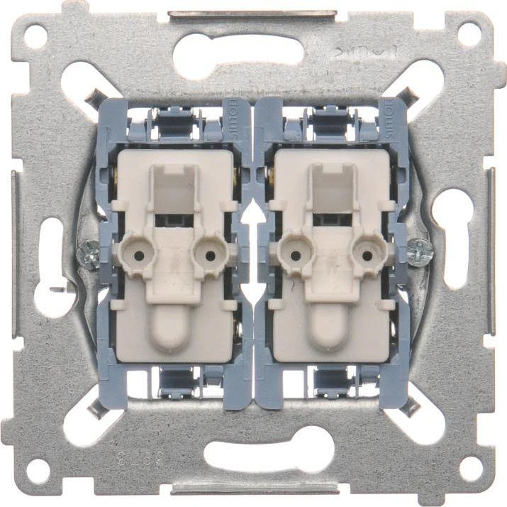 Kontakt-Simon laiptų jungiklis Simon 54 double su apšvietimu 10AX 250V mechanizmas (SW6/2XLM)