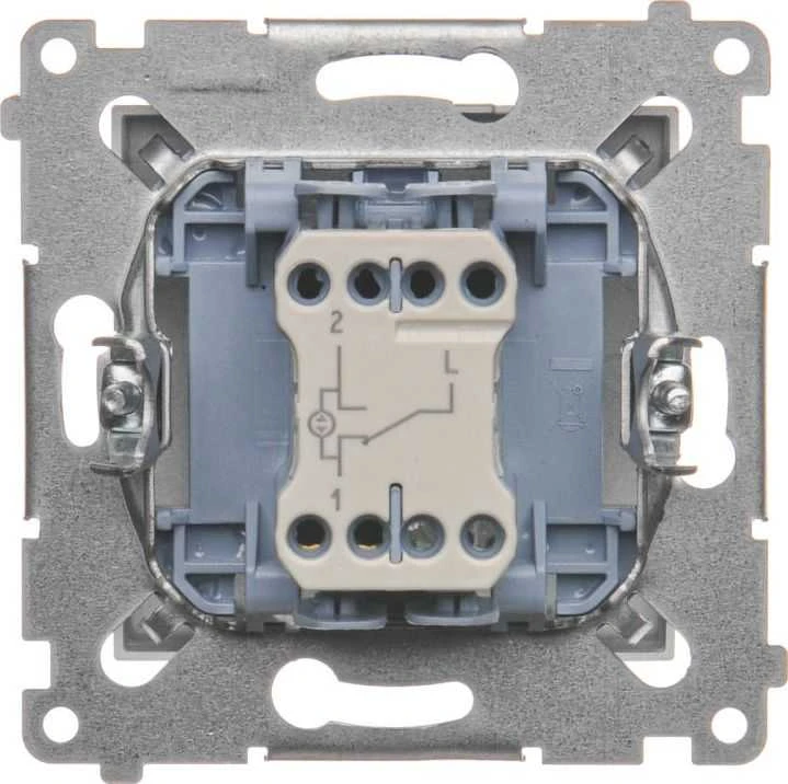 Kontakt-Simon laiptų jungiklis su šviečiančiu sidabriniu matiniu - DW6L.01/43