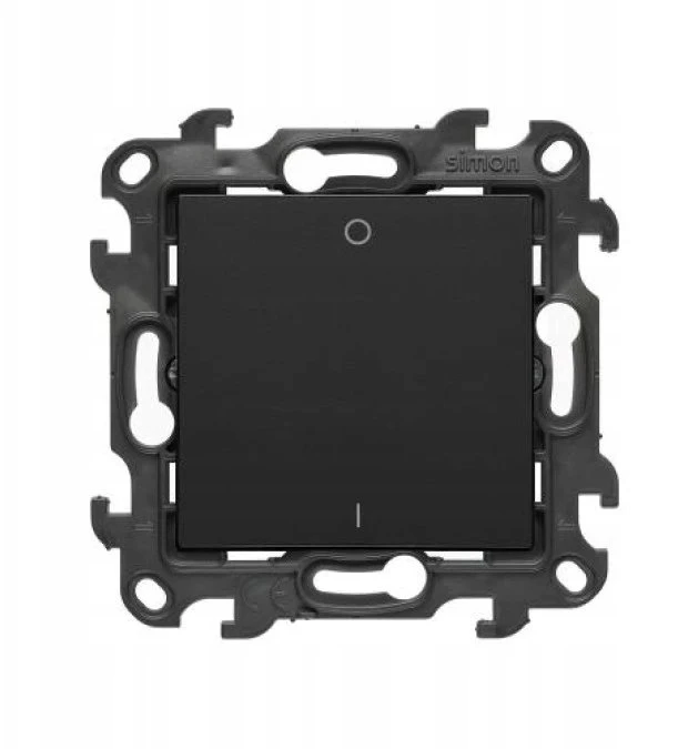 Kontakt-Simon Simon 24 Dvipolis jungiklis su LED foniniu apšvietimu, juodas kilimėlis NW2L.01/49