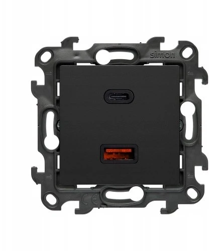 Kontakt-Simon Simon 24 Įkroviklis USB podwójna juoda mat NEC2CAQ.01/49