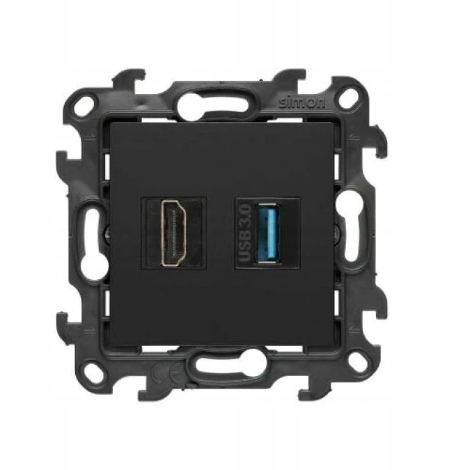 Kontakt-Simon Simon 24 Lizdas HDMI 2.1 + USB 3.0 juoda mat NGHDUSB3.01/49