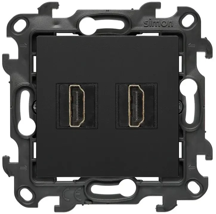 Kontakt-Simon Simon 24 Dvigubas HDMI 2.1 lizdas juodos matinės spalvos NGHDMI221.01/49