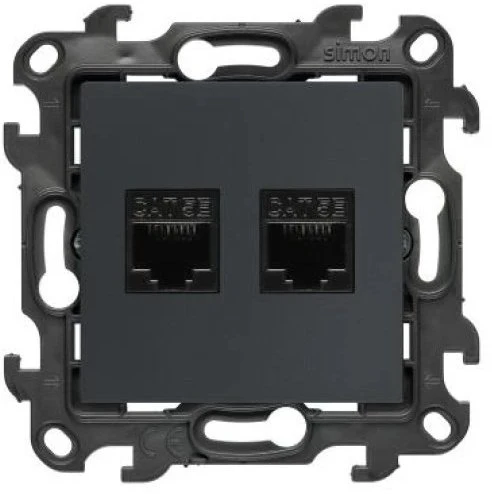 Kontakt Simon Susisiekite su Simonu Simonu 24 Lizdas kompiuterio dvigubas RJ45 5e kategorijos grafito matinis N52.01/38