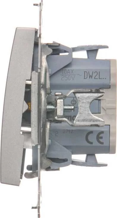 Kontakt-Simon Simon 54 Dviejų polių jungiklis su šviečiančiu sidabriniu matiniu DW2L.01/43