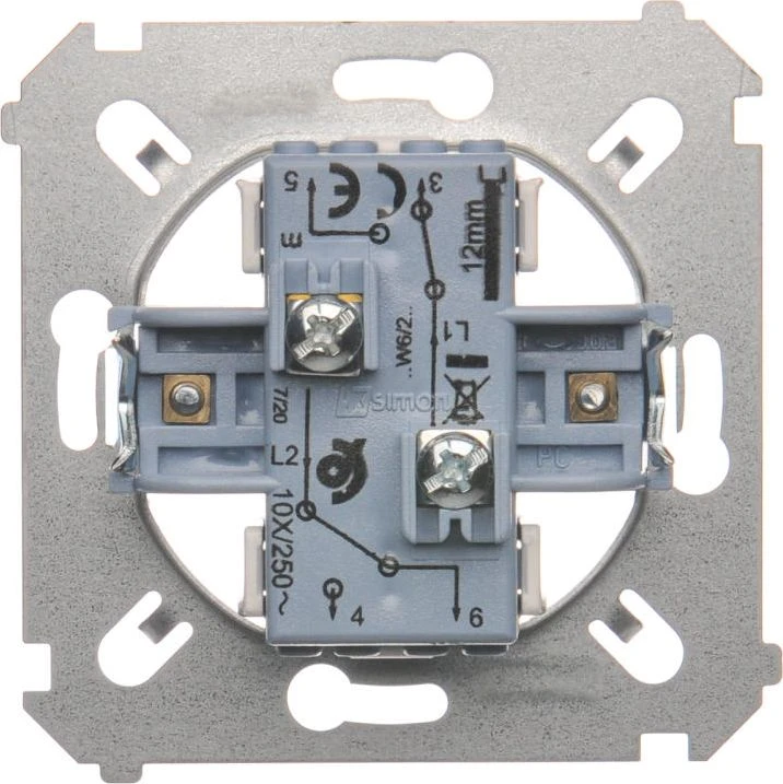 Kontakt Simon SW6/2M Simon 54 Dvigubas laiptų jungiklio mechanizmas 10AX 250V SW6/2M