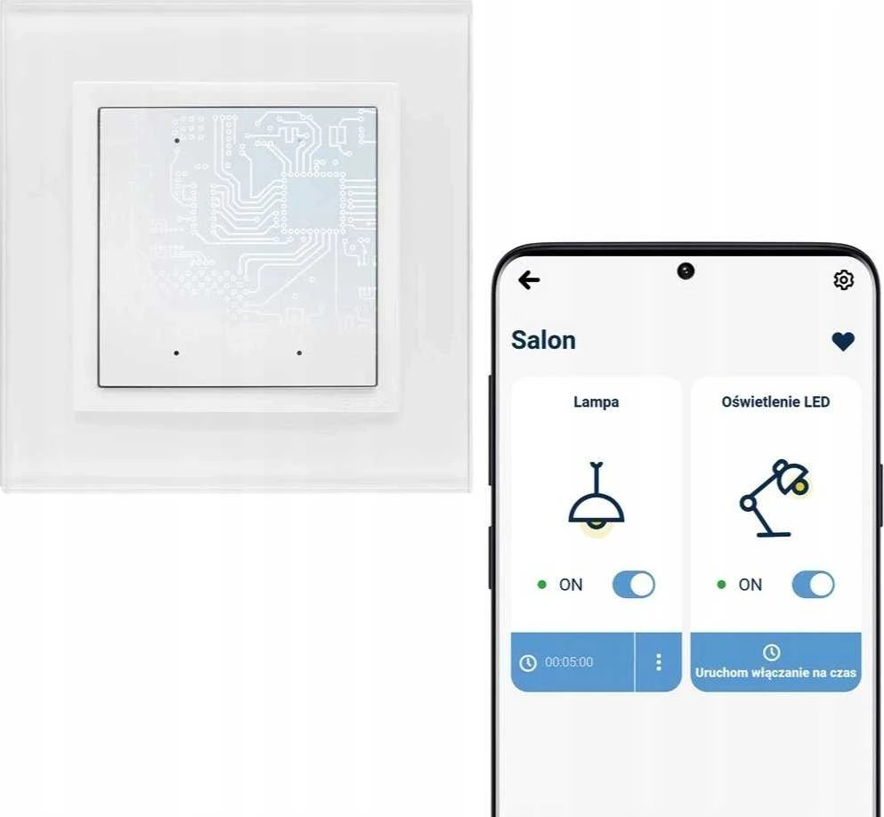 Kontakt-Simon Simon 54 GO Lighting mygtuko valdiklis - 2 5A išėjimai, išmaniuoju telefonu valdomas WiFi 230V (modulis) baltas DEW2W.01/11