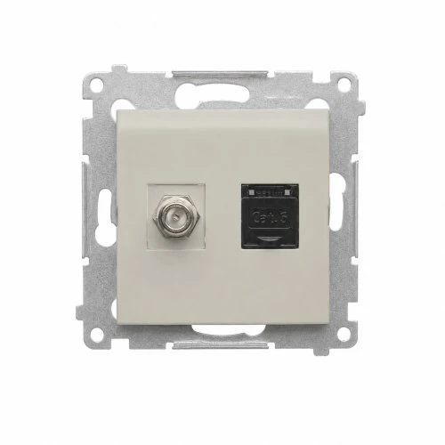 Kontakt-Simon Simon 54 antenos lizdas tipo F + RJ45 kat.6 (modulis) kašmyro spalvos (DASFRJ45.01/42)