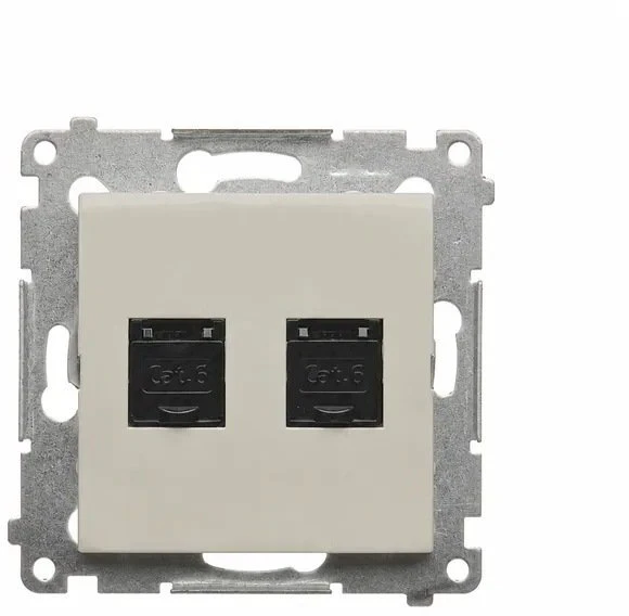 Kontakt-Simon Simon 54 dvigubas kompiuterio lizdas RJ45 kategorija 6, su apsauga nuo dulkių (modulis) kašmyro spalvos (D62.01/42)