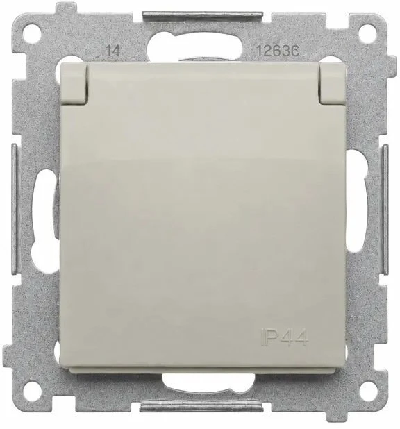 Kontakt-Simon Simon 54 Premium Kištukinis lizdas IP44 versijai su tarpine (modulis), varžtiniais gnybtais, kašmyrinis (DGZ1BZ.01/42)