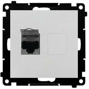 Kontakt Simon Susisiekite su Simonu T61.01/143 Simon 55 Lizdas vieno kompiuterio RJ45 6 kategorijos, su apsauga nuo dulkių (modulis) Aliuminio matinis T61.01/143