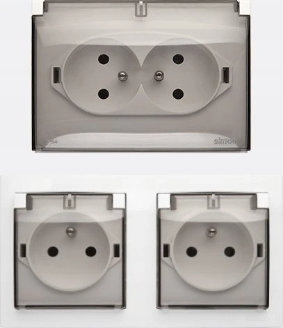 Kontakt Simon Kontaktai-Simon Simon Aquaclick Socket IP44, Schuko, dvigubas kompaktiškas, baltas atvartas ACGSZ2/11