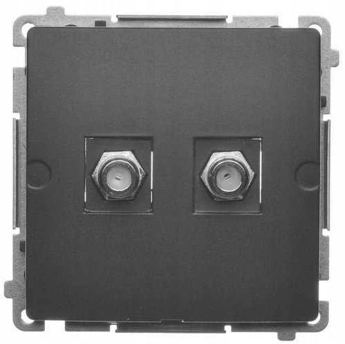 Kontakt Simon BMAF2.01/49 Simon Basic F tipo antenos lizdas, dvigubas, matinės juodos spalvos BMAF2.01/49