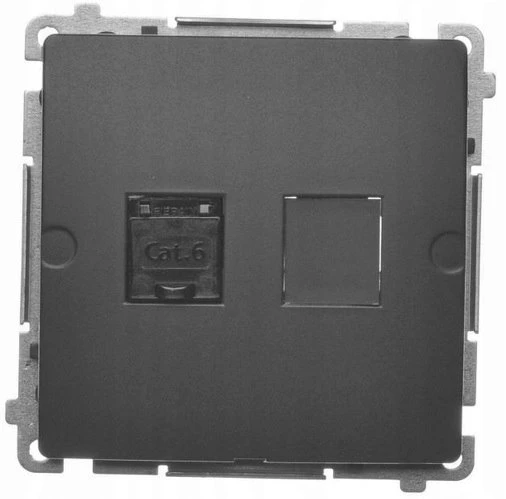 Kontakt Simon BM61.01/49 Simon Basic kompiuterio lizdas RJ45, kat. 6, viengubas su apsauga nuo dulkių (modulis) juodas BM61.01/49