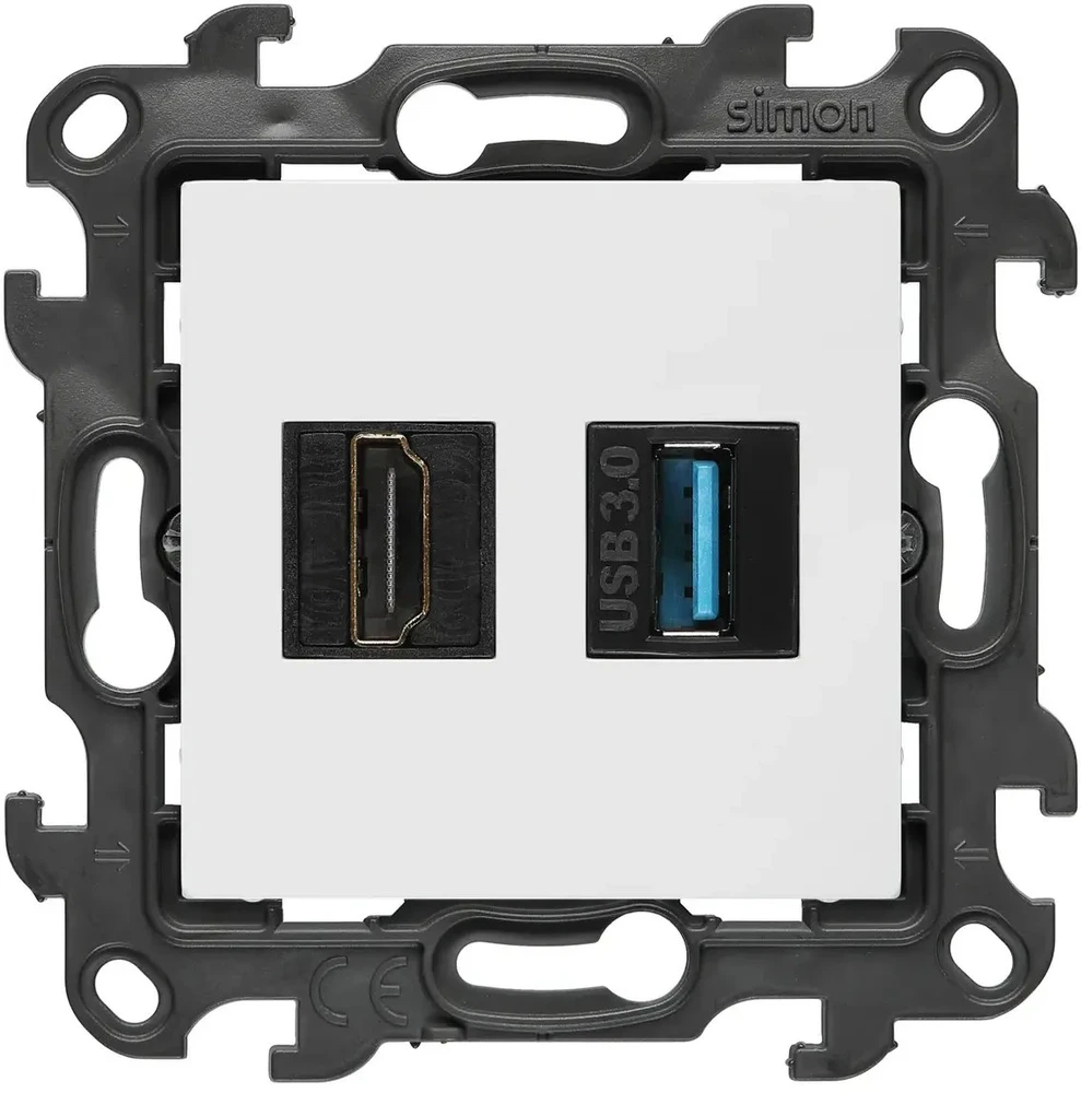 Kontakt-Simon Simon Lizdas HDMI 2.1 + USB 3.0 balta NGHDUSB3.01/11