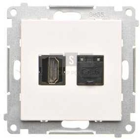 Kontakt-Simon TGHRJ45.01/111 Simon 55 Lizdas HDMI + RJ45 kat.6. (moduł) Baltas mat TGHRJ45.01/111
