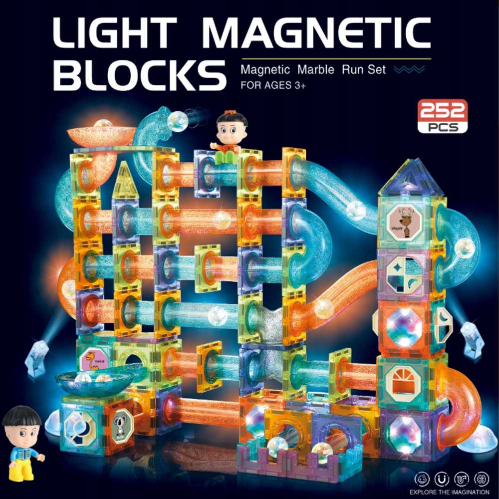 Kontext BK1 Kaladėlės MAGNETYCZNE ŚWIECĄCE TOR KULKOWY 252 el