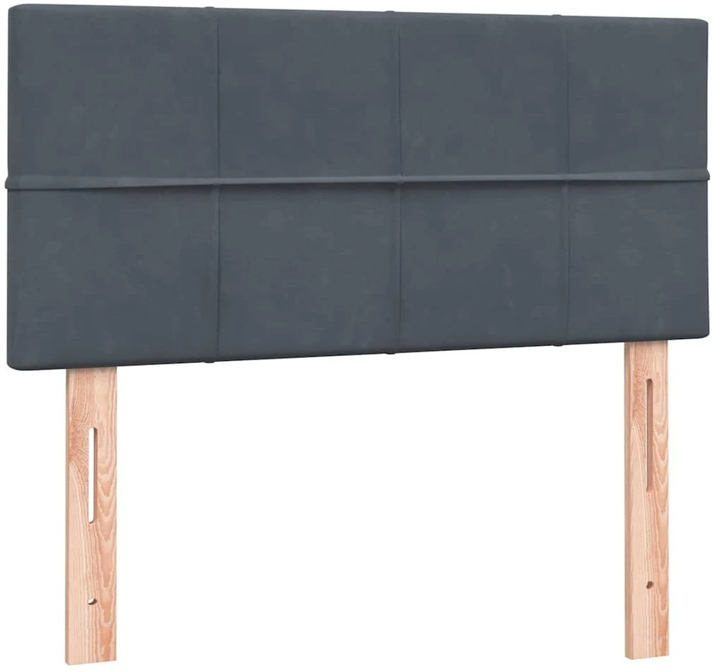 Lova su spyruoklėmis ir čiužiniu, pilka, 80x210 cm, aksomas