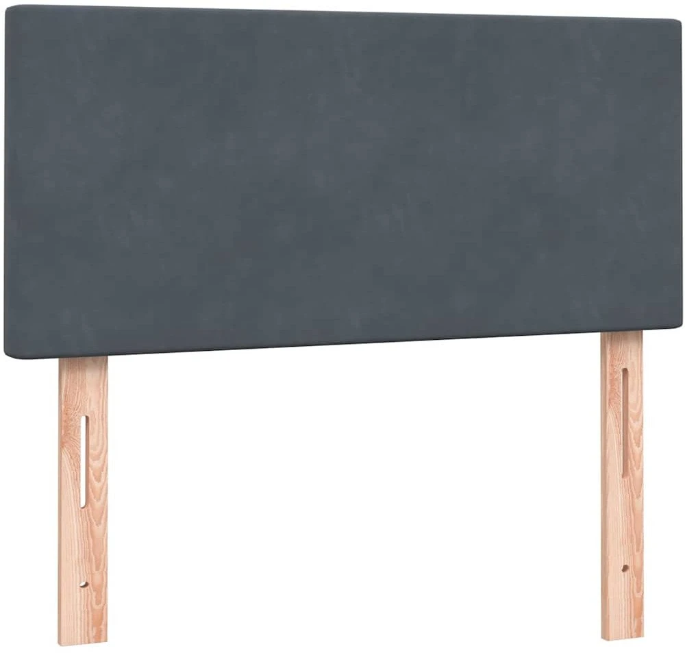 Lova su spyruoklėmis ir čiužiniu, pilka, 80x210 cm, aksomas