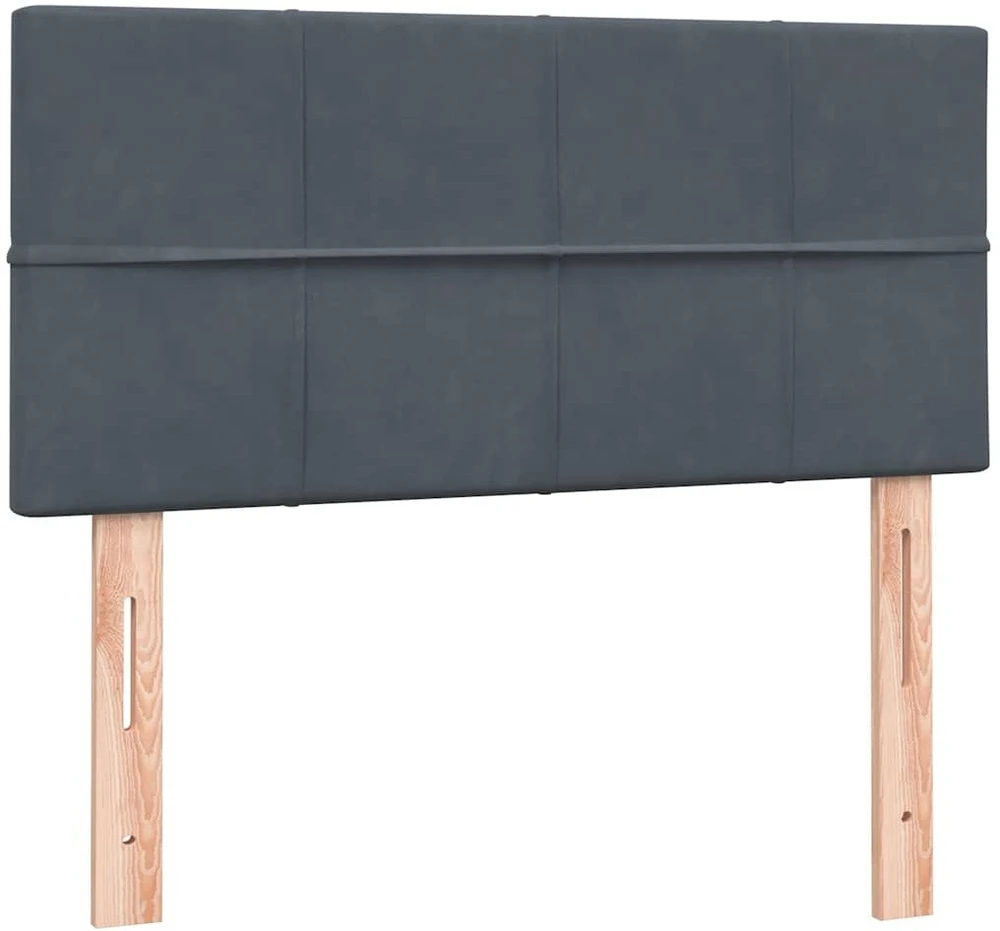 Lova su spyruoklėmis ir čiužiniu, pilka, 80x220 cm, aksomas