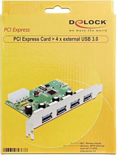 Delock PCI Express kortelė -> USB 3.0 4 prievadų NEC