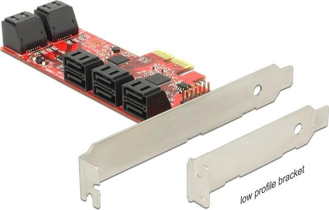 Delock PCI Express kortelė > 10 x vidinė SATA 6 Gb/s, žemo profilio formos koeficientas