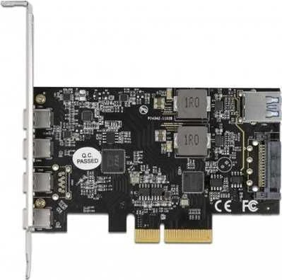 Delock PCI Express x4 kortelė su 4 x USB Type-C + 1 x USB Typ-A – „SuperSpeed USB 10 Gbps“ – žemo profilio formatas
