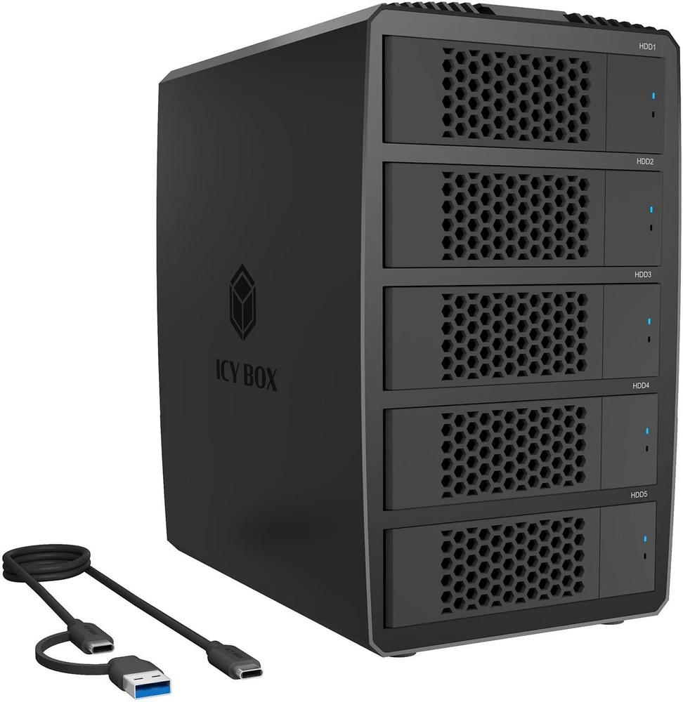 Nezatříděno „Icy Box System-RAID“ 5 colių įstrižainės diskas su 2,5 colio / 3,5 colio SATA disku, IB-RD3705-CU3 RAID 0,1,10,3,5, vienas, didelis, klonas