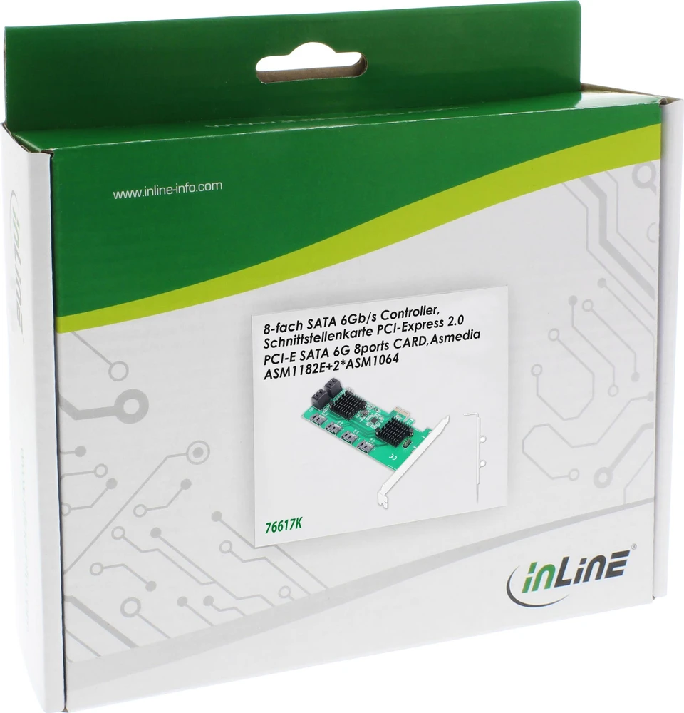 InLine sąsajos plokštė, 8x SATA 6Gb/s valdiklis, PCIe 2.0 (PCI-Express)