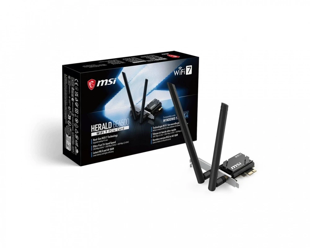 MSI HERALD BE6500 WiFi 7 PCIe plokštė