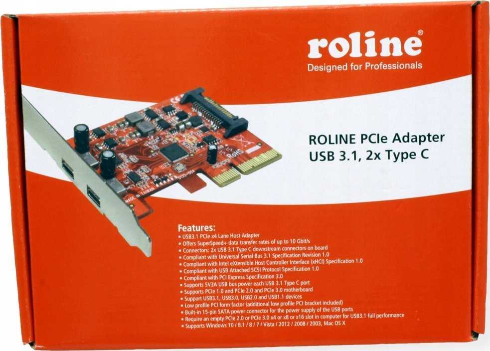 Kontroler Roline Karta PCI Express, USB 3.2 Gen 2, 2x USB-C