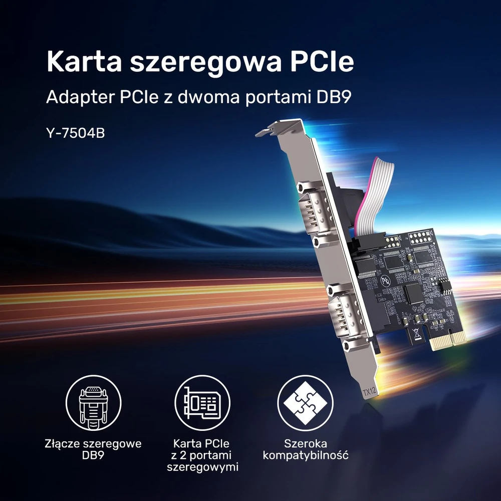 Unitek PCI Express valdiklis 2x RS-232