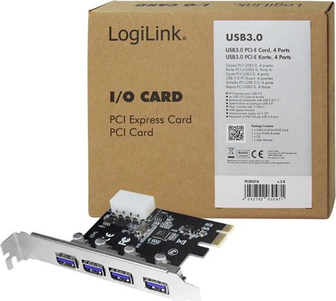 „LogiLink PCIe 2.0 x1“ valdiklis – 4x USB 3.0 (PC0057)