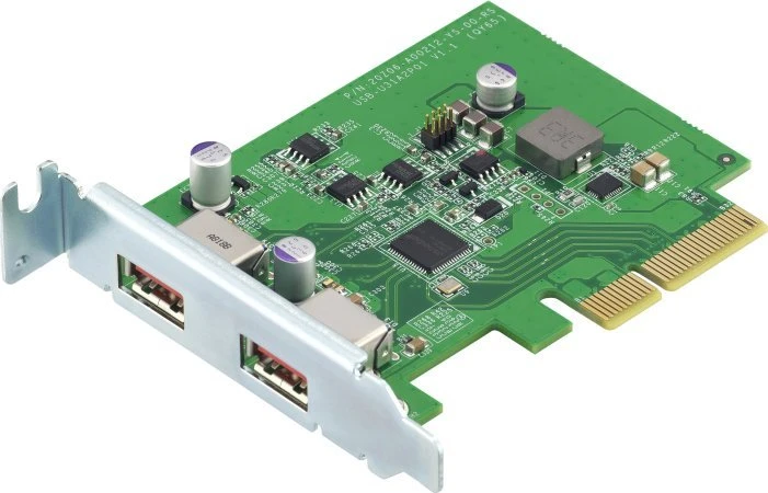 QNAP USB 3.2 Gen 2 dviejų prievadų PCIe išplėtimo plokštė