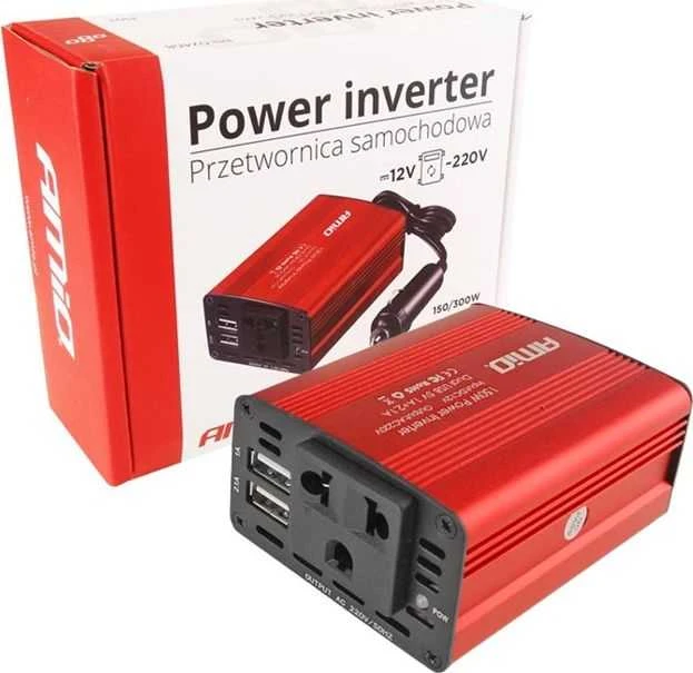 Amio Inverteris 12V-230V, 150/300W, 2 USB lizdai