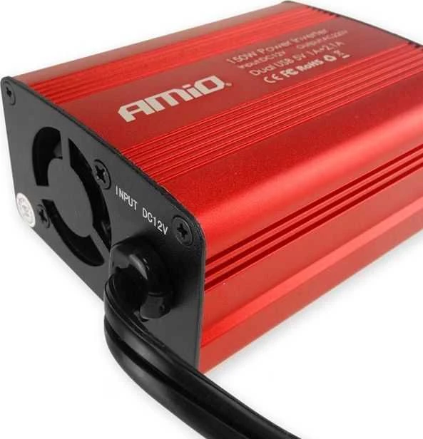 Amio Inverteris 12V-230V, 150/300W, 2 USB lizdai