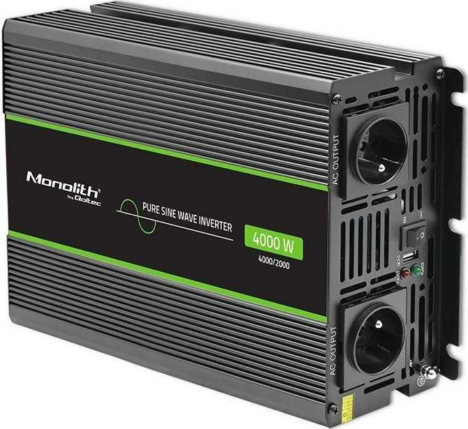 QOLTEC 51939 grynos sinusinės bangos keitiklis, monolitinis / 2000 W / 4000 W / 24 V–230 V
