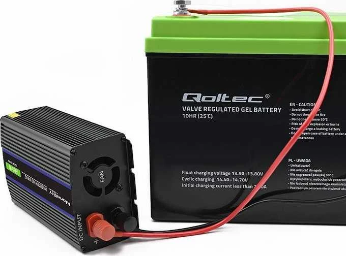 QOLTEC 51924 Monolitinis įtampos keitiklis 600 MS Wave / 12V iki 230V / 300/600W / USB