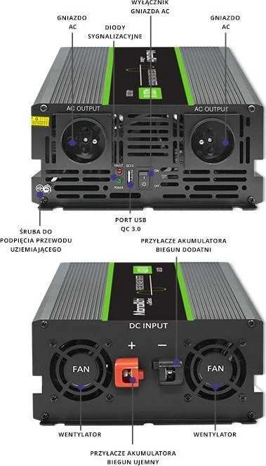 QOLTEC 51935 grynos sinusinės bangos keitiklis, monolitas / 2000 W / 4000 W / 12 V–230 V
