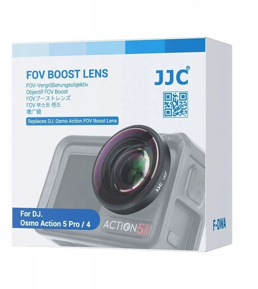 JJC Konvertavimo objektyvas „FOV Boost Lens 182°“ konverteris, skirtas „DJI Osmo Action 5 Pro“ / „Osmo Action 4“ / „F-two“