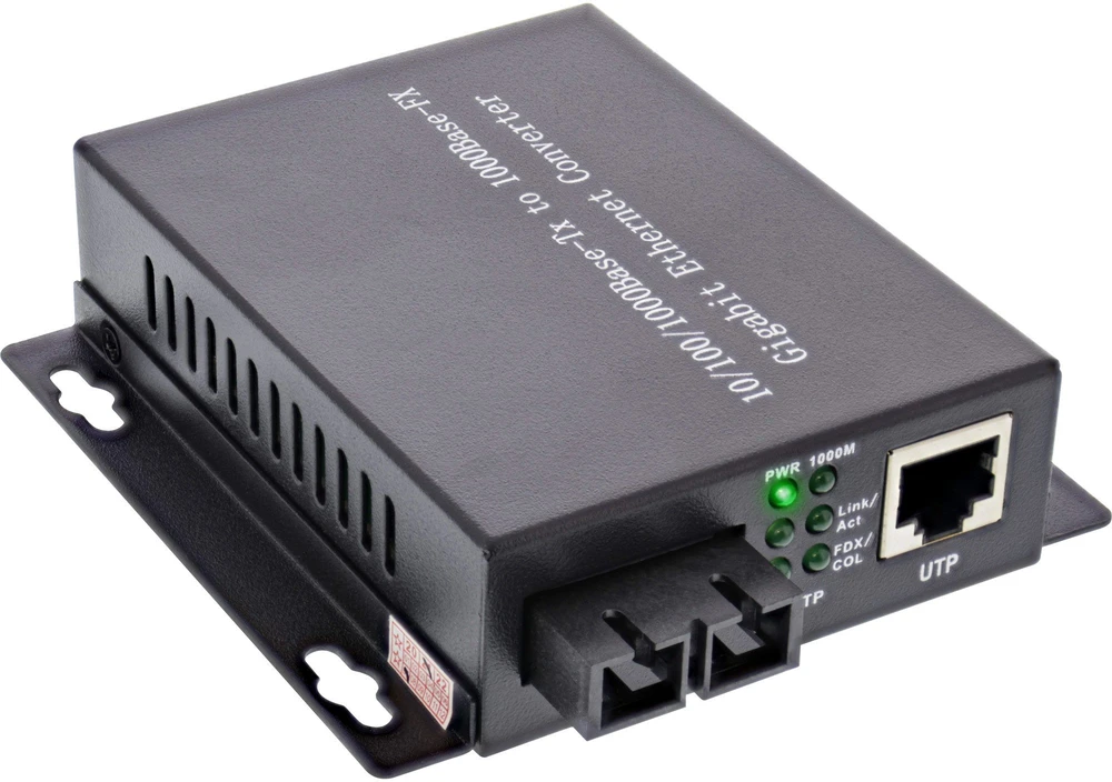 Šviesolaidinis konverteris InLine® Network Media Converter 10/100/1000Mb/s TP į FO (SC Duplex), SM, 20km