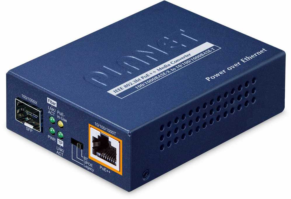 Šakotuvas „Planet PLANET“ 1 prievado 100/1000X SFP šviesolaidinis keitiklis yra „Mėlyna“ tinklo keitiklis.