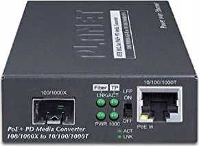 Konwerter światłowodowy Planet PLANET 802.3at PoE+ PD konwerter sieciowy 2000 Mbit/s Juodas