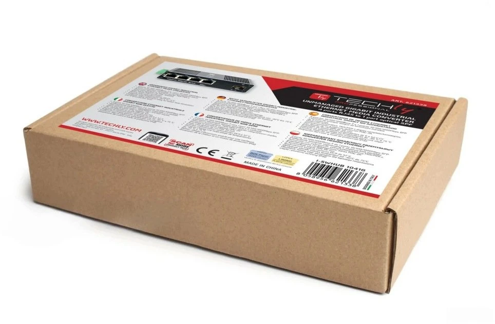 Šviesolaidinis konverteris Techly Media konverteris switch Ethernet 1000Base RJ45 į SFP lizdą, DIN, IP40