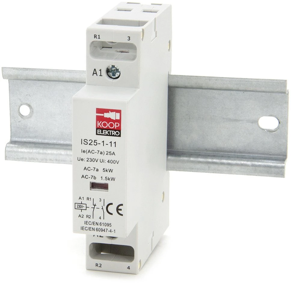 KOOP Elektro Modulinis kontaktorius 25-11 25A 1NC 1NO 230V 1P 1-FAZĖ IS25-1-11