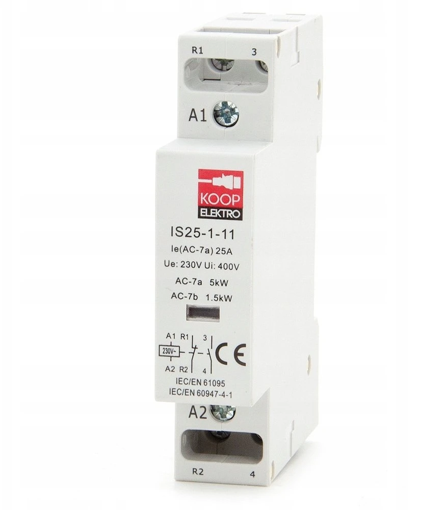 KOOP Elektro Modulinis kontaktorius 25-11 25A 1NC 1NO 230V 1P 1-FAZĖ IS25-1-11