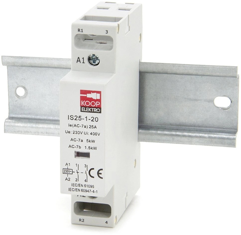 KOOP Elektro Stycznik modułowy 25-20 25A 2NO 230V 1P 1-FAZ IS25-1-20