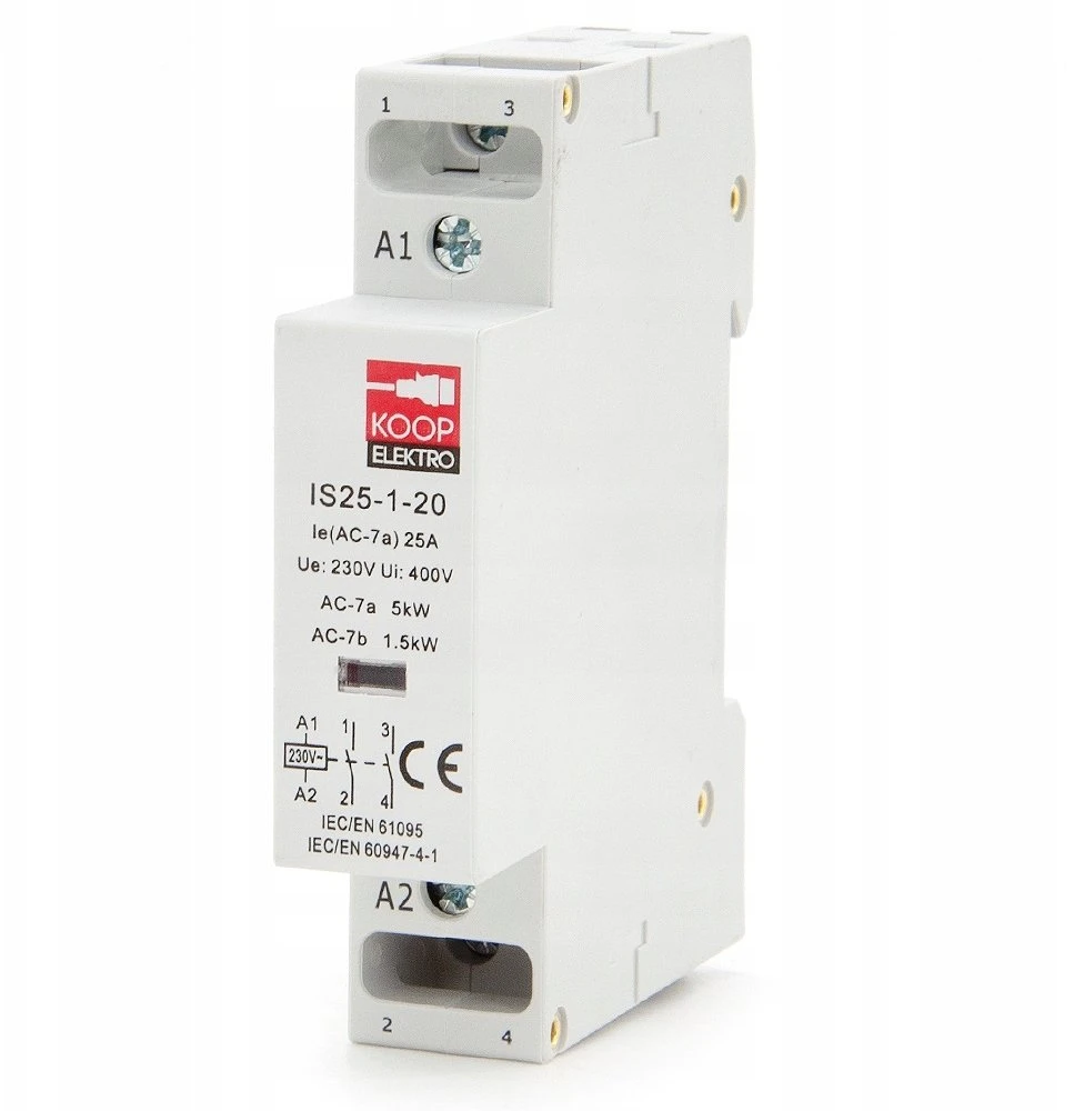 KOOP Elektro Stycznik modułowy 25-20 25A 2NO 230V 1P 1-FAZ IS25-1-20