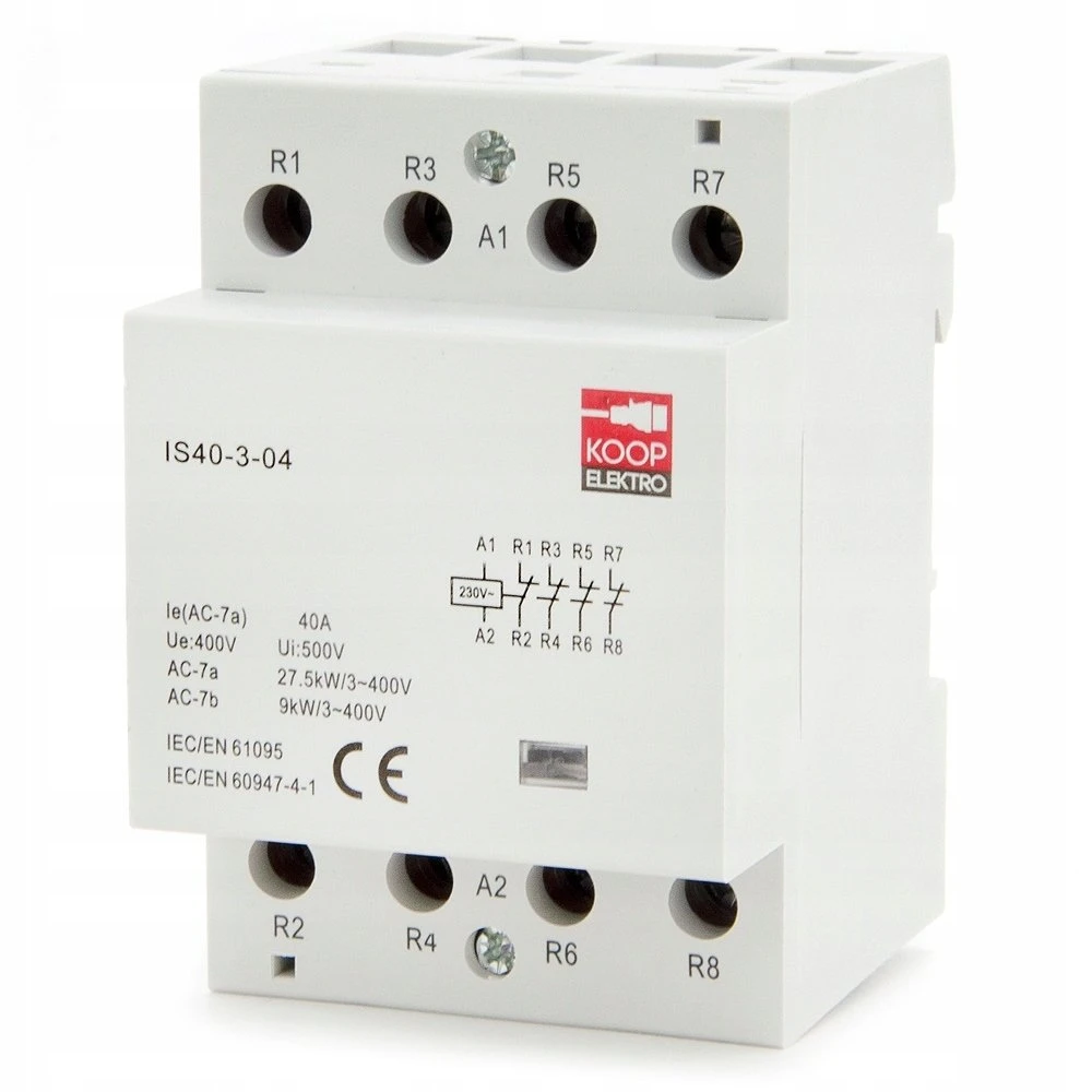 KOOP Elektro Stycznik modułowy 40-04 40A 4NC 230V 3P 3-FAZ IS40-3-04