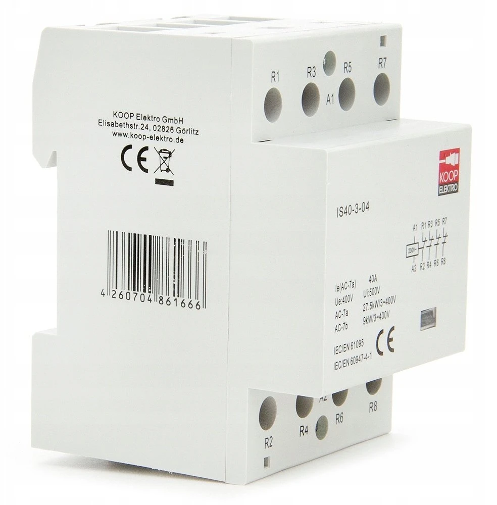 KOOP Elektro Stycznik modułowy 40-04 40A 4NC 230V 3P 3-FAZ IS40-3-04